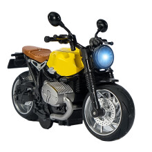 1:12 Scale Alloy Motorcycle Model Pull Back, Light & Sound, Yellow Black