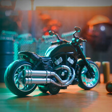 12 Scale Pull Back Motorcycle Toy with Lights & Sound for Kids, Black