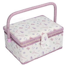 Sewing Basket 9.45x6.9x4.9in with Removable Tray, Portable Craft Storage Organizer for Sewing Supplies and Accessories