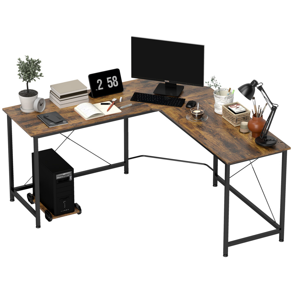 Rustic Brown L-Shaped Computer Desk 150x150x75cm for Gaming Study & Home Office Corner Design-image-OPC-PKCSP9Y-NEW