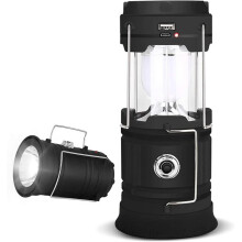 LED Camping Lantern Rechargeable, 1 Pack Collapsible Solar Camping Lights with Flashlight, Waterproof Portable Survival Light for Hurricane