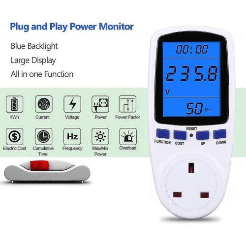 2pcs Power Meters Energy Monitor with Backlight Lcd Display 2