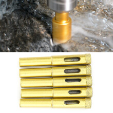 5Pcs Gold Diamond Hole Saw Drill Bits 10mm for Marble, Tile, Concrete