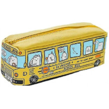 Large Capacity Pen Bag Funny School Bus Cartoon Pencil Case School Supps Or Toys (yellow)