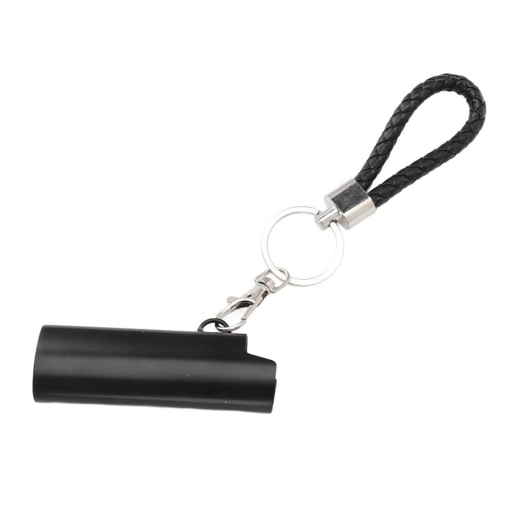 Aluminum Lighter Holder Keychain with Spring Clip, 8cm, Black