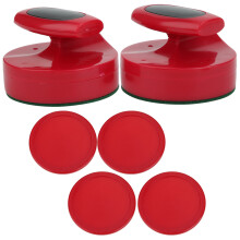 Großes rotes 94 mm Hockey Pusher-Set mit 4 Pucks für Tische