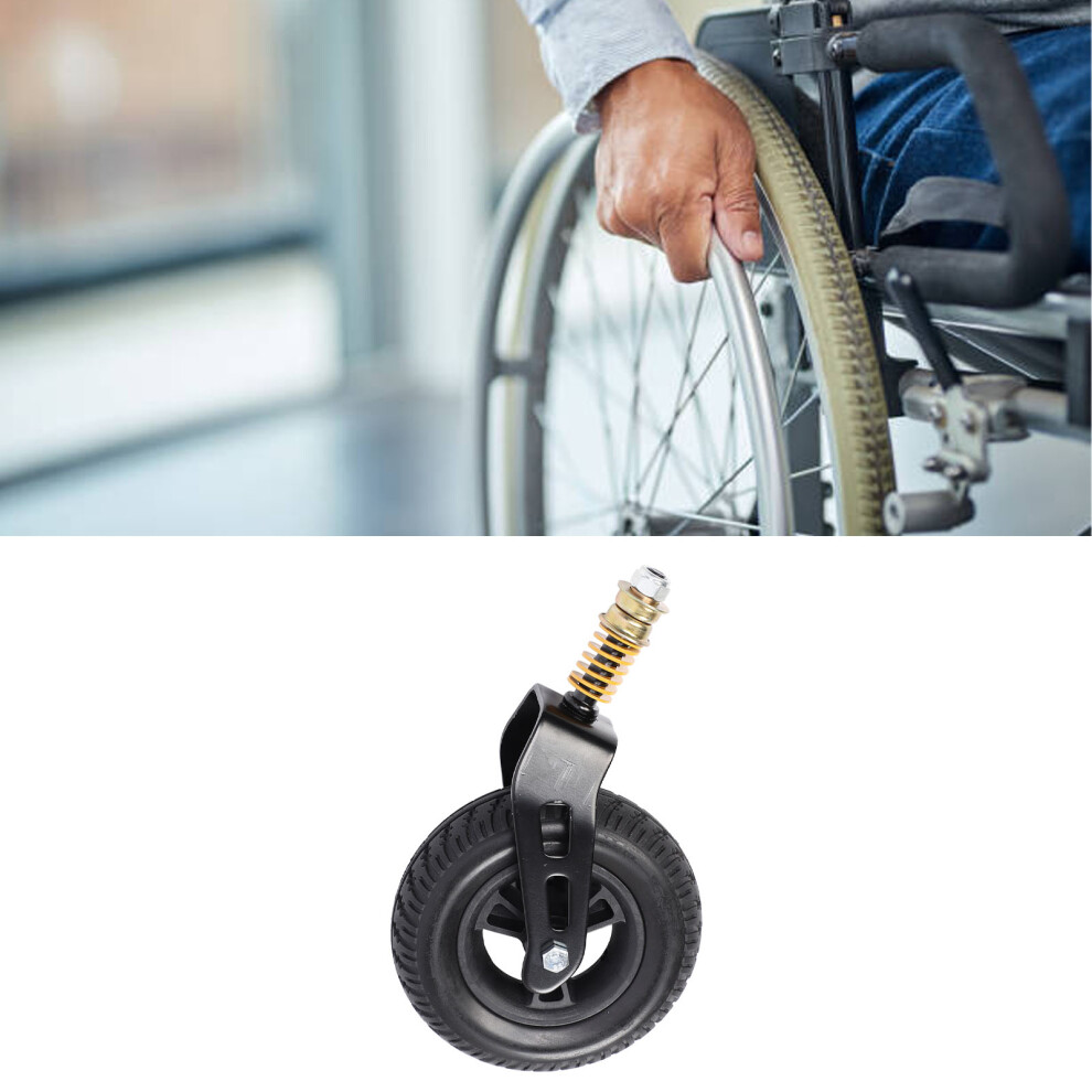 7 Inch PU Solid Wheelchair Front Caster with Shock Absorption, 100kg Capacity