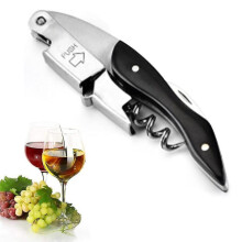 Professional Waiters Corkscrew Wine Key with Ergonomic Rubber Grip