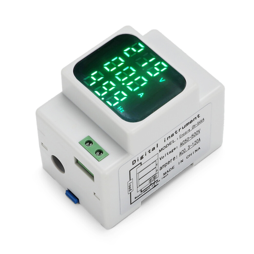 Din Rail Voltmeter Ammeter Hertz Ac60-500V 1-100A-Ch54vahz 7754000076819