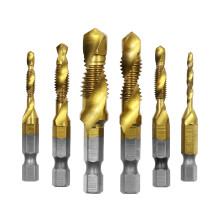 Efficient 6 Piece Hex Shank Tap Set Drill Bits for Soft Metal