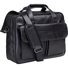 Men's Leather Handmade Briefcase Laptop Bag for Business Travel, Messenger Style, Compatible with 15.6-Inch Laptops
