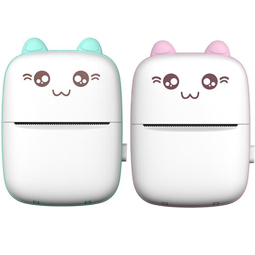 Mini Photo Printer, Thermal Label Printer with Usb Recharge Portable Bluetooth(White-Pink 1