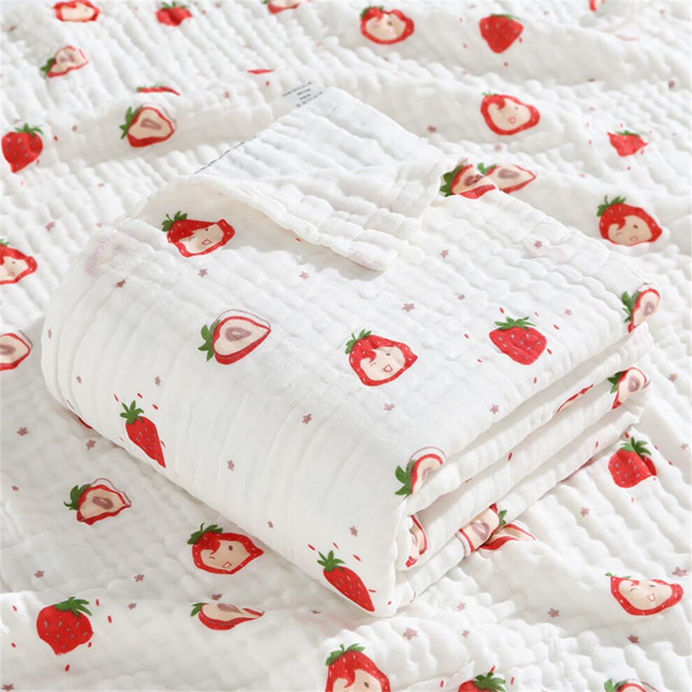 Muslin Swaddle Blanket for Newborn Baby, 6 Layers Cotton Muslin Cloth, 110x110cm Strawberry Baby Shower Sleeping Throw