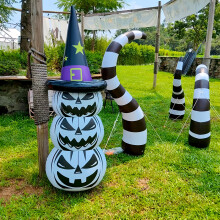 (White Horror Pumpkin Man ) Outdoor Halloween Decoration, Inflatable Pumpkin Scarecrow with Water-Filled Base, Spooky and Prank-Themed Glow-in-the-Dark Ornament