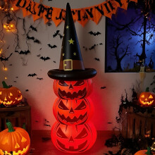 (Orange Horror Pumpkin Man) Outdoor Halloween Decoration, Inflatable Pumpkin Scarecrow with Water-Filled Base, Spooky and Prank-Themed Glow-in-the-Dark Ornament