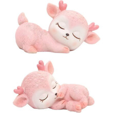 2 Pieces Miniature Reindeer Figurines Cute Forest Animal Miniature Ststues Decorative Resin Reindeer