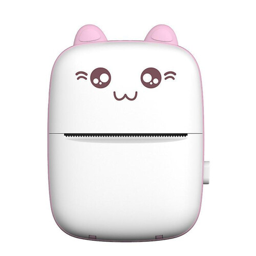 Mini Photo Printer, Thermal Label Printer with Usb Recharge Portable Bluetooth(White-Pink