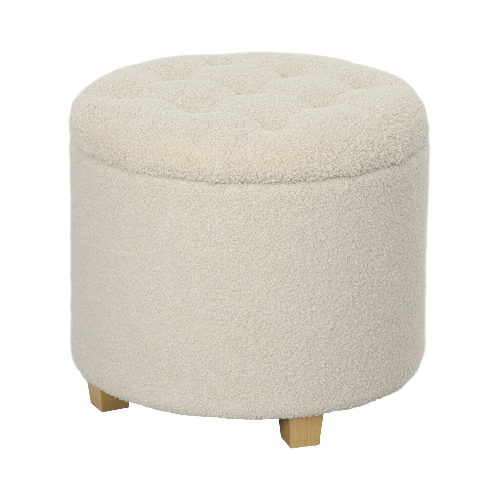 Multi-Functional Cream White 31.8L Teddy Fleece Storage Ottoman - Cozy Spacious Ideal for Living Rooms-image-OPC-PKCT7JJ-NEW