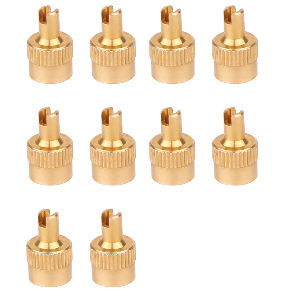 Copper Slotted Head Stem Covers For Car And Motorcycle Tire Valve Caps, 10 Pcs Durable Air Nozzle Replacement Gold 6447073501272
