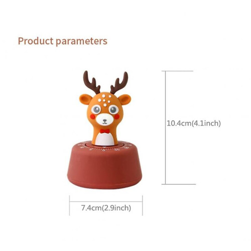 60 Minutes Timer Kitchen Cooking Timer Manual Timer Cute Kids Learning timer (Coffee Color Deer) 2