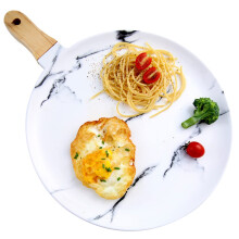 Ceramic Pizza Tray with Natural Handle 12-Inch Versatile Serving Board for Pizza Desserts Charcuterie and Entertaining