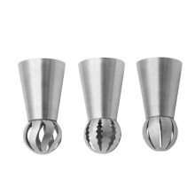 Russian Piping Tips Set, 3 Piece Stainless Steel Flower Icing Nozzles for Cake Decorating and Frosting