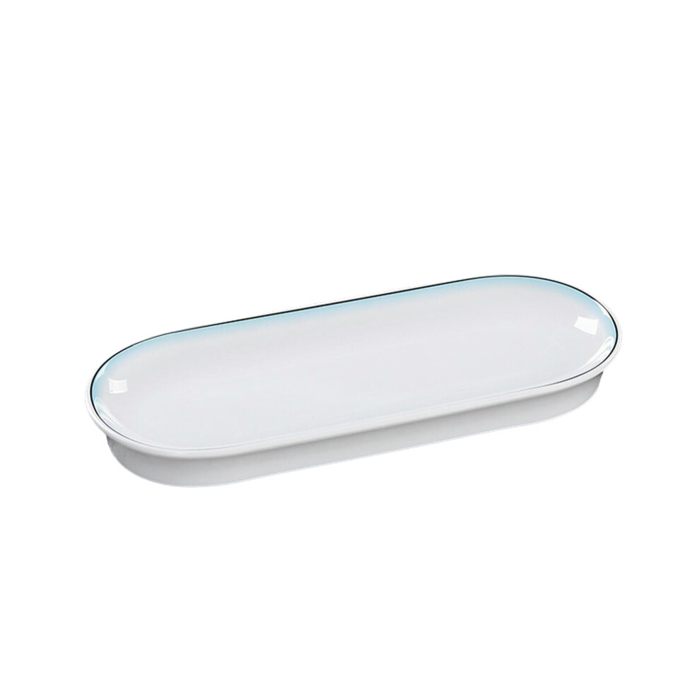 Nordic Style Minimalist Glaze Color Imitation Porcelain 12-Inch Oval Long Strip Plate with High Foot Design-image-OPC-PKCTHKJ-NEW