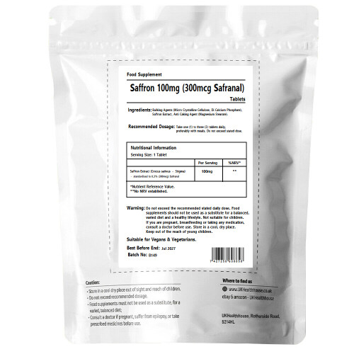 Saffron Extract 100mg x 30 Tablets - Supplement - Eye Health 1