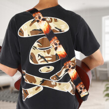 Verstellbarer Flammen-Schädel Polyester-Leder-Gitarrengurt PT-303 92-156cm