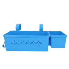 Poolside Thickened Plastic Hanging Basket with Cup Holder, Blue, Fits 2.3in or Less Rails