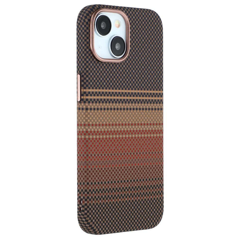 (Iphone 14, ) For Iphone 14 Case Compatible With Magsafe Carbon Fiber Texture Water-Transfer Pc Phone Cover Gold 6914280899961