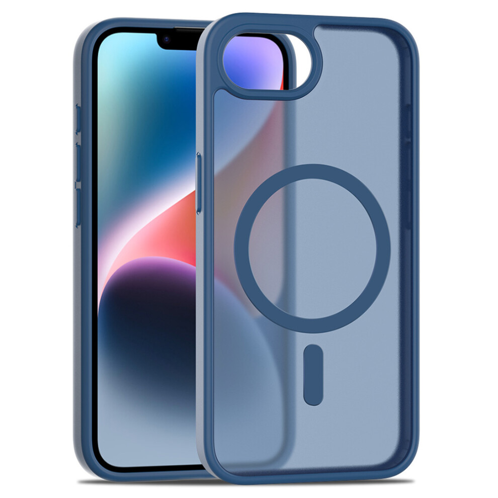 (Iphone 16E, ) For Iphone 16E Case Compatible With Magsafe Tpu Frame Acrylic Back Phone Cover Skin Touch Blue 6914283780518