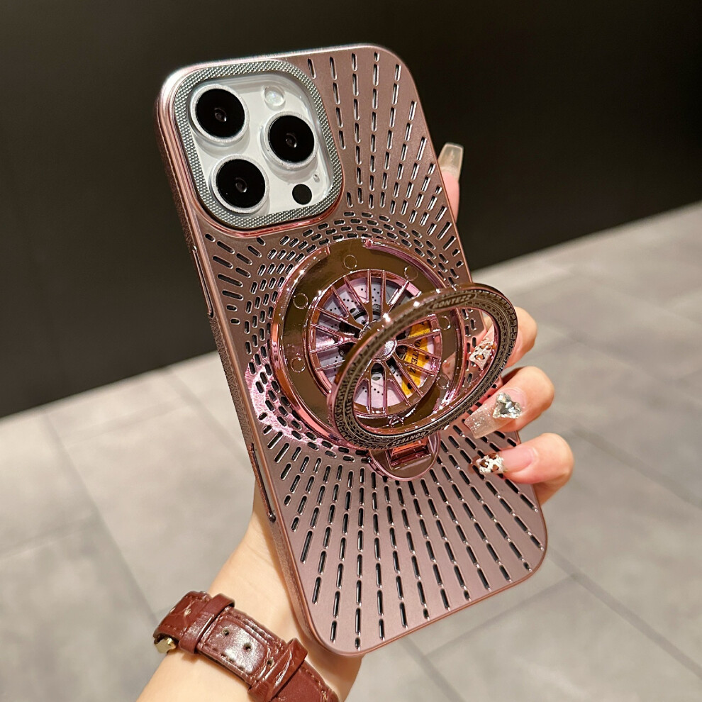 (Iphone 16 Pro, ) For Iphone 16 Pro Case Compatible With Magsafe Gyroscope Kickstand Heat Dissipation Pc Back Cover Pink 6914283305933
