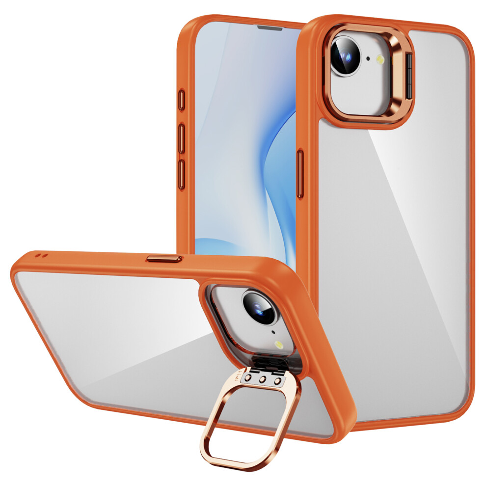 (Iphone 16E, ) For Iphone 16E Case Lens Frame Kickstand Tpu+Acrylic Protective Phone Cover Orange 6914284962937
