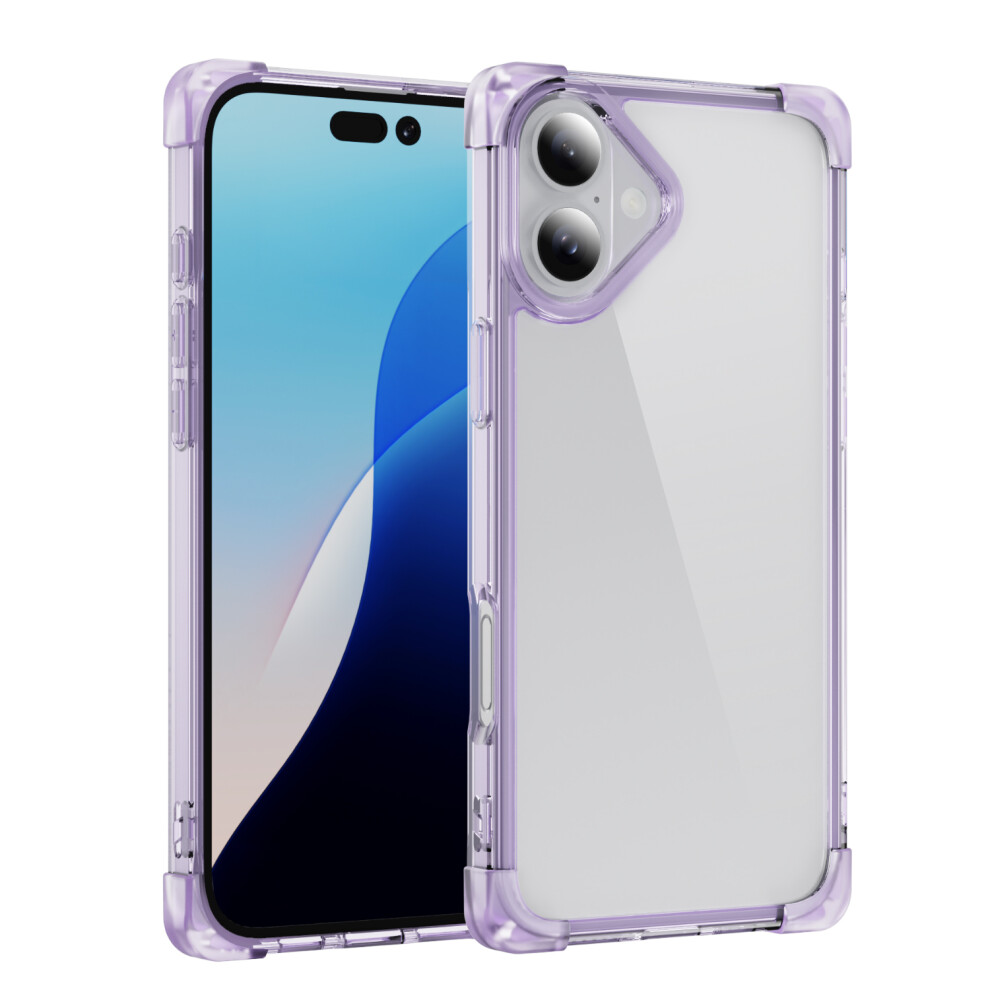 (Iphone 16, Transparent ) For Iphone 16 Case Reinforced Corners Tpu+Acrylic Clear Phone Back Cover Purple 6914288793650
