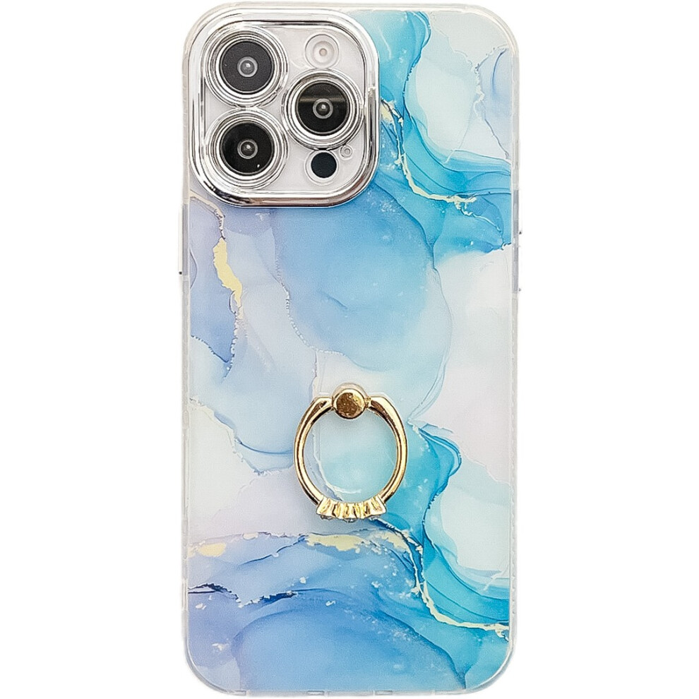 (Iphone 16 Pro Max, S9) For Iphone 16 Pro Max Case With Kickstand Imd Marble Pattern Electroplated Phone Cover 6914287221994