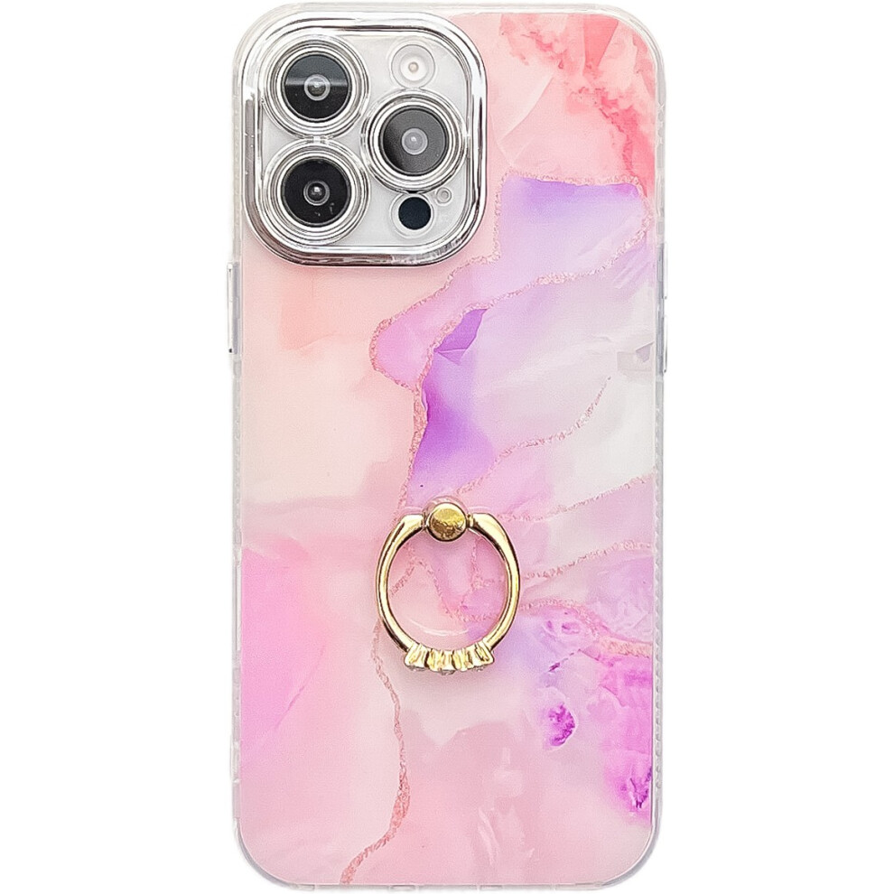 (Iphone 16 Pro, S4) For Iphone 16 Pro Case With Kickstand Imd Marble Pattern Electroplated Phone Cover 6914284740931