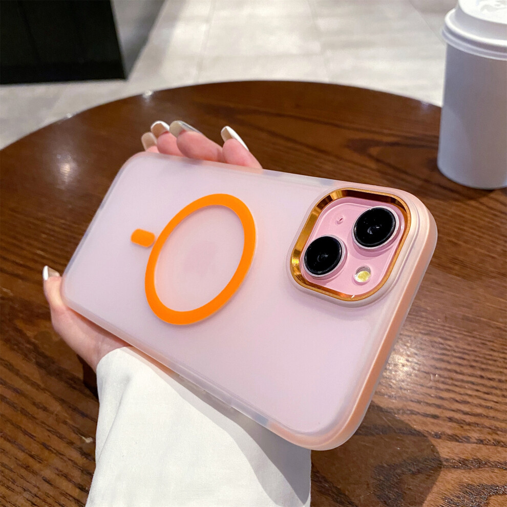 (Iphone 15, ) For Iphone 15 Case Compatible With Magsafe Tpu+Pc Translucent Matte Phone Cover Orange 6914284417284