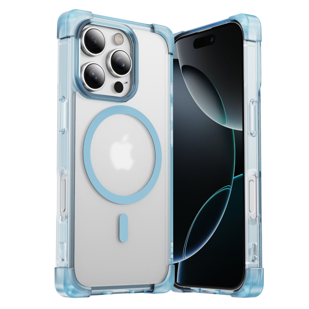 (Iphone 16 Pro Max, Transparent ) For Iphone 16 Pro Max Case Compatible With Magsafe Reinforced Corners Tpu+Acrylic Back Cover Blue 6914282558385