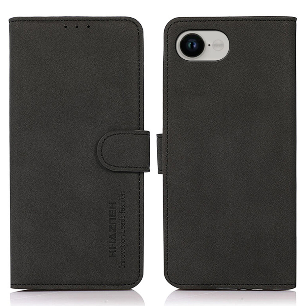 (Iphone 16E, ) Khazneh For Iphone 16E Case Pu Leather Wallet Stand Phone Cover Black 6914280580630
