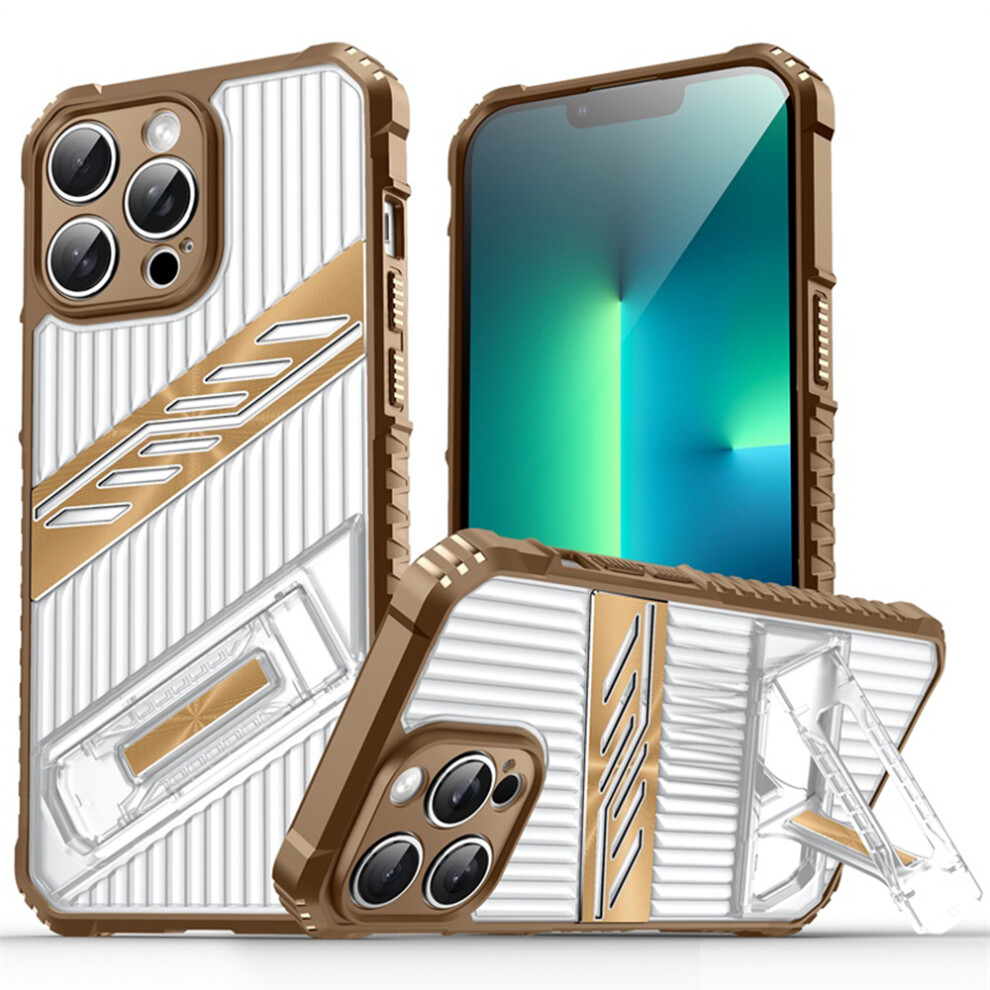 (Iphone 13 Pro, Desert ) For Iphone 13 Pro Case Folding Kickstand Pc+Tpu Anti Drop Phone Cover Gold 6914286465061