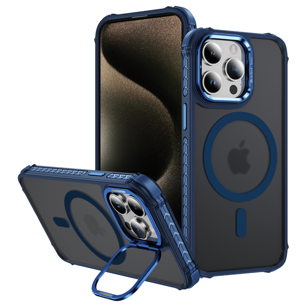 (Iphone 12 Pro 6.1 Inch, ) For Iphone 12 Pro/12 Case With Lens Kickstand Matte Phone Back Cover Compatible With Magsafe Blue 6914288091299