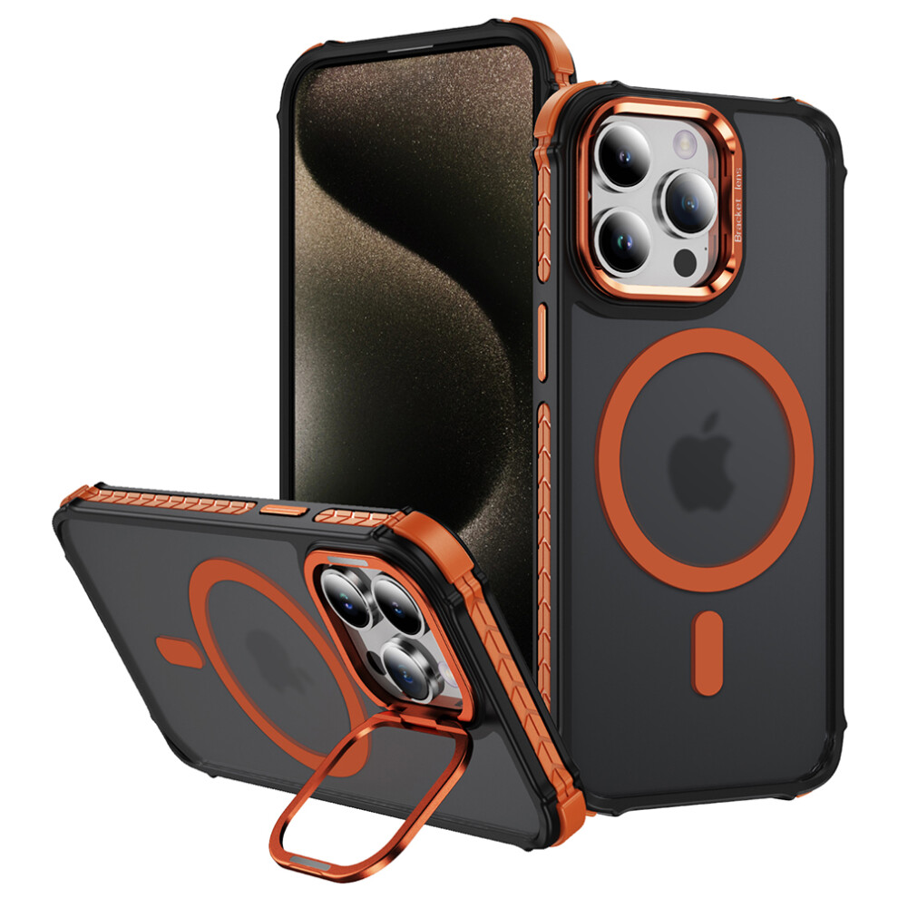 (Iphone 12 Pro 6.1 Inch, ) For Iphone 12 Pro/12 Case With Lens Kickstand Matte Phone Back Cover Compatible With Magsafe Orange 6914280640464