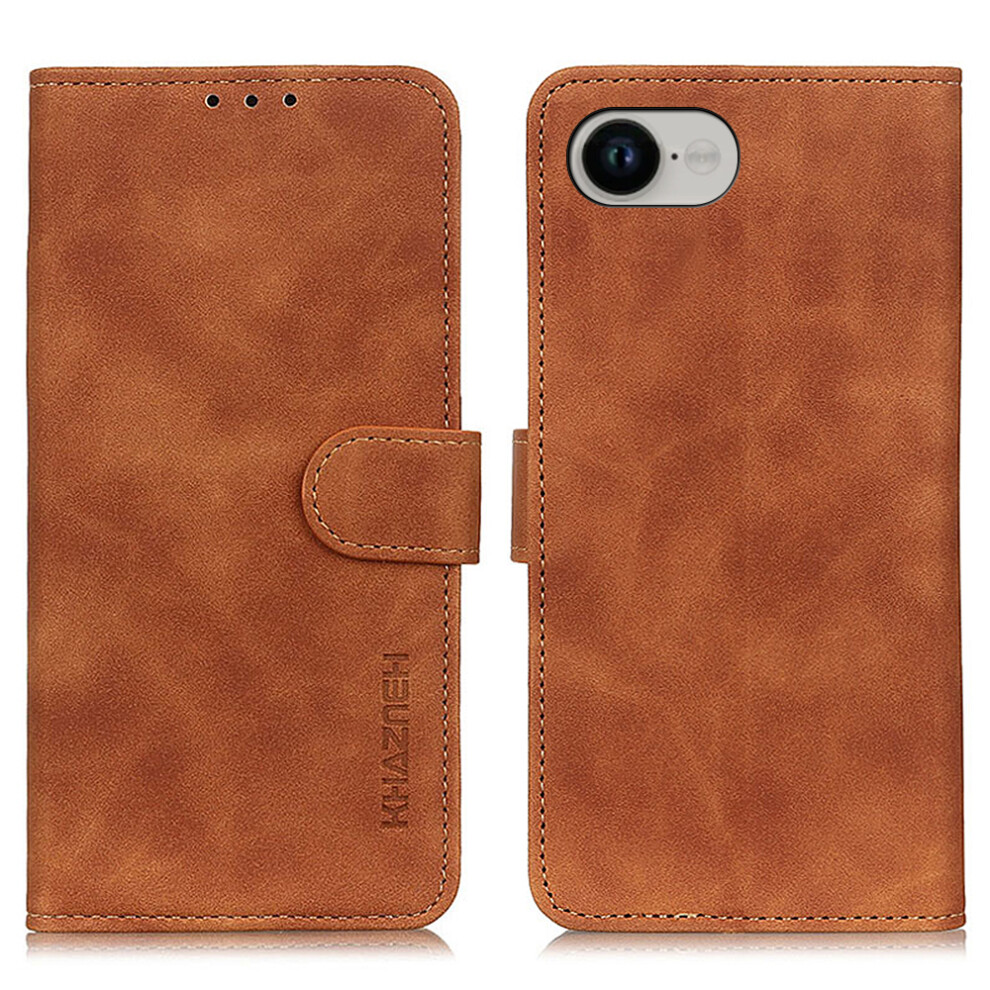 (Iphone 16E, ) Khazneh For Iphone 16E Case Pu Leather Retro Texture Phone Cover Brown 6914283782307