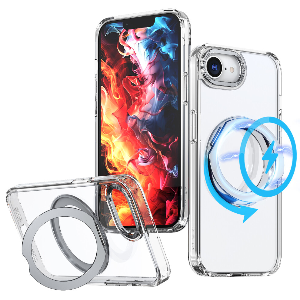 (Iphone 16E, Transparent) For Iphone 16E Case Compatible With Magsafe Tpu+Acrylic Kickstand Phone Cover 6914282428909