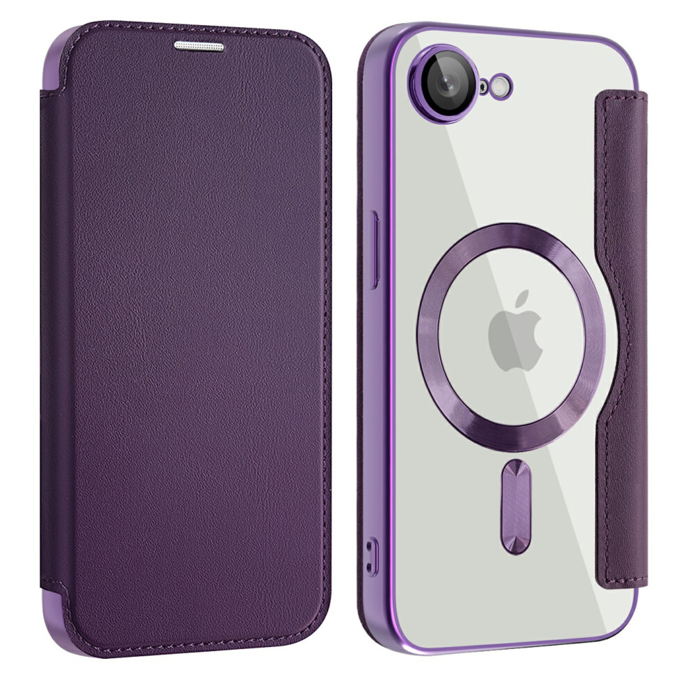 (Iphone 16E, Dark ) For Iphone 16E Case Compatible With Magsafe Rfid Blocking Leather Phone Cover Purple 6914281016442