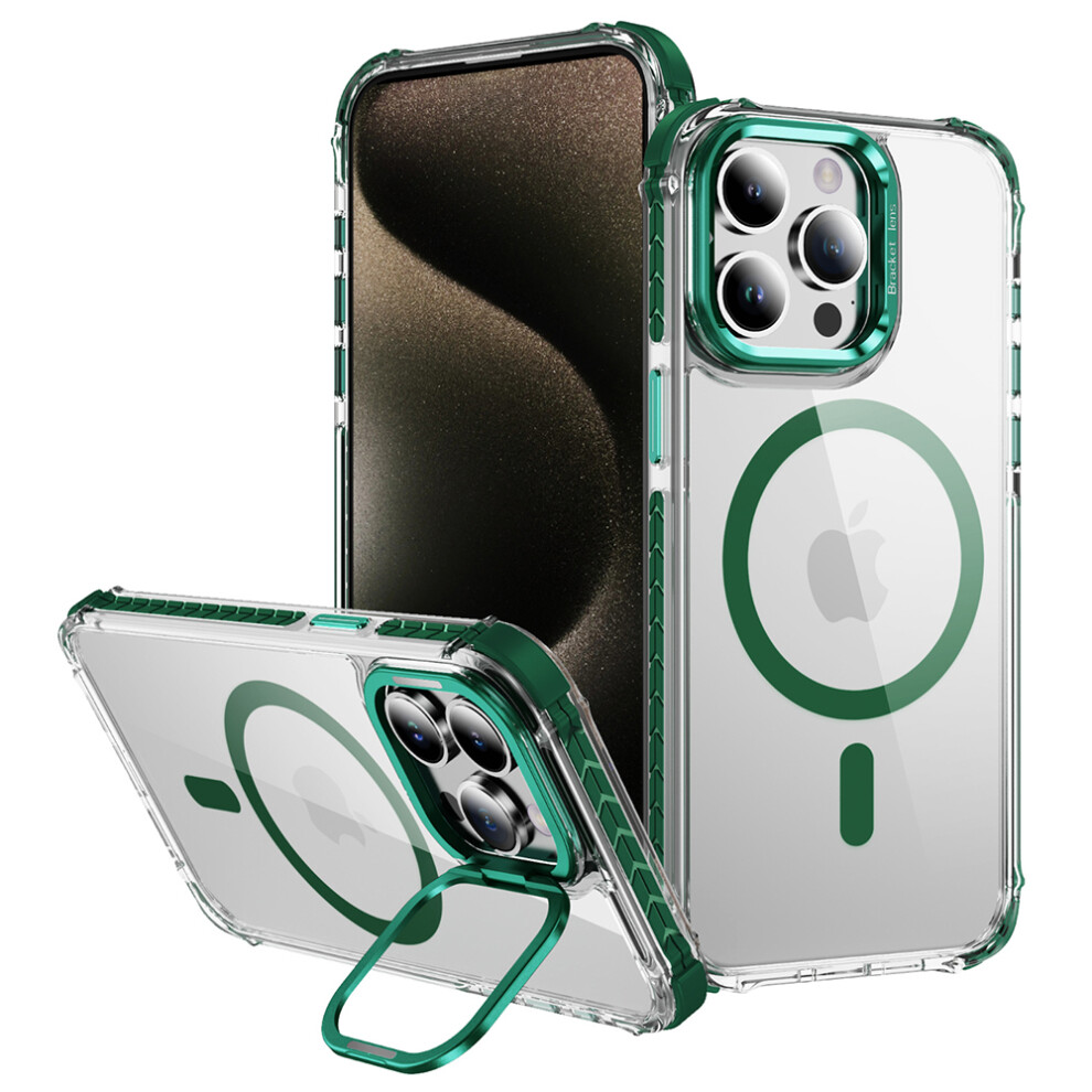 (Iphone 13 Pro Max, ) For Iphone 13 Pro Max Clear Phone Case With Lens Kickstand Cover Compatible With Magsafe Green 6914284187002