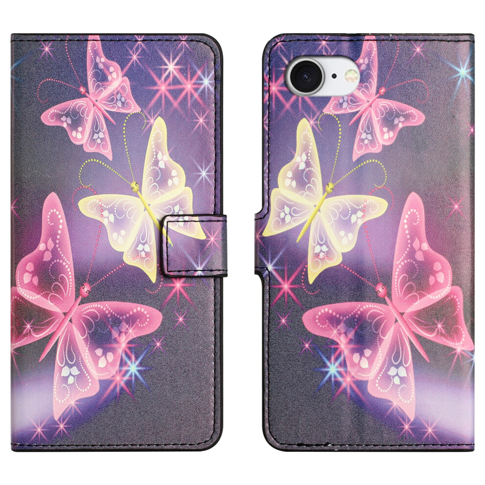 (Iphone 16E, Illusion Butterfly) For Iphone 16E Case Pattern Print Pu Leather Wallet Phone Cover 6914284931278