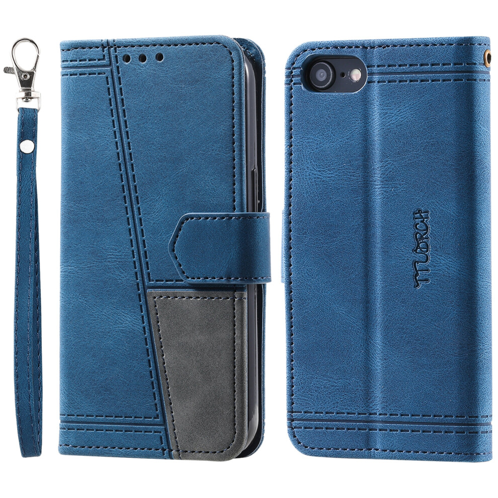 (Iphone 16E, ) Ttudrch Style 004 For Iphone 16E Leather Case Rfid Blocking Wallet Stand Phone Cover With Strap Blue 6914283884490