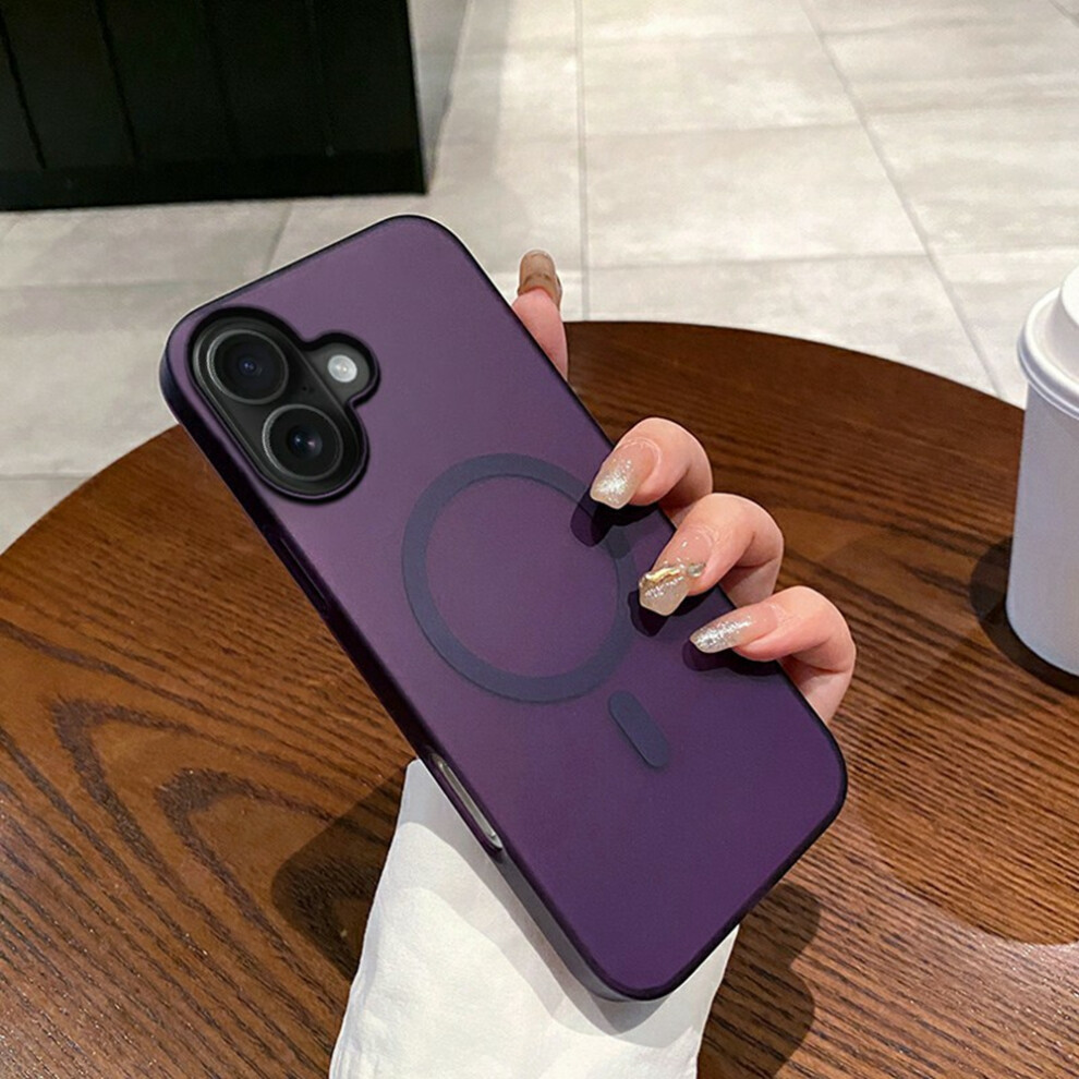 (Iphone 16, Transparent ) For Iphone 16 Magnetic Case Compatible With Magsafe Frosted Pc Phone Cover Purple 6914288457910